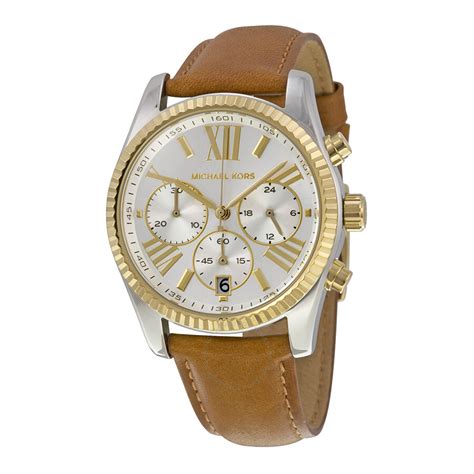 Michael Kors Lexington Chronograph Brown Dial Silver Steel 